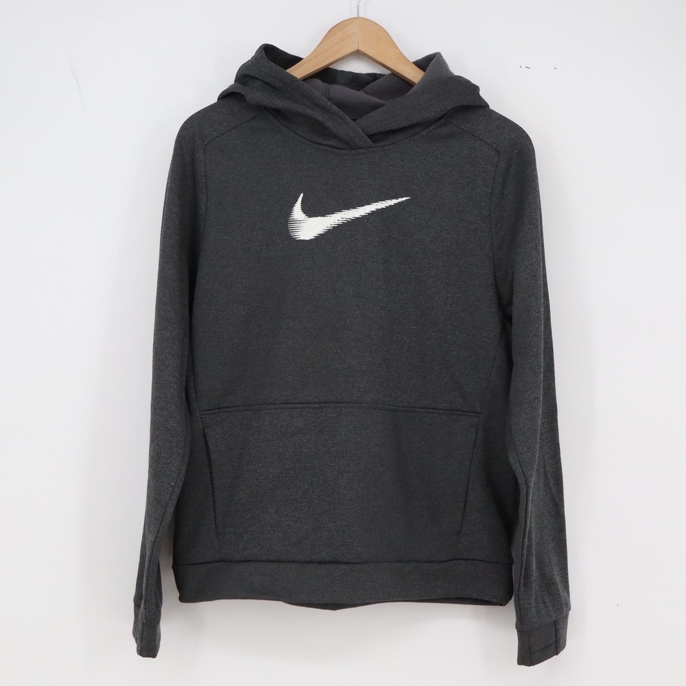 Nike Hoodie Boys XL Dark Charcoal Swoosh Graphic Pullover Excellent